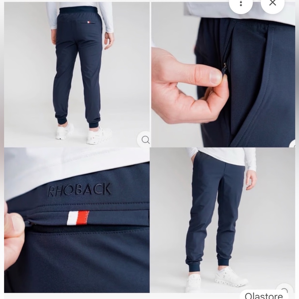 Rhoback The Anchors Performance Jogger Pants Mens 3XL Navy Blue Drawstring NWT